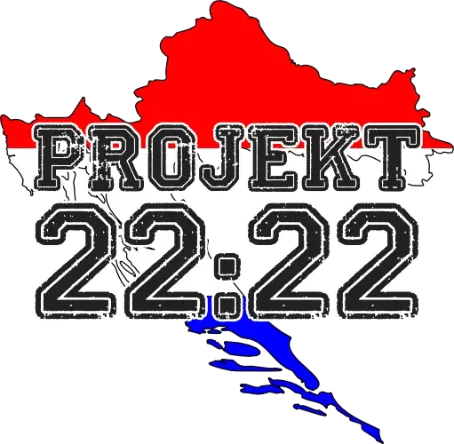 Projekt 22:22 Logo in kroatischen Farben auf Kroatien-Umriss
